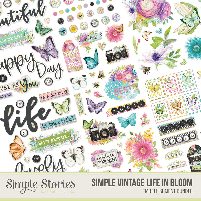 Simple Vintage Love Story Digital Embellishment Bundle