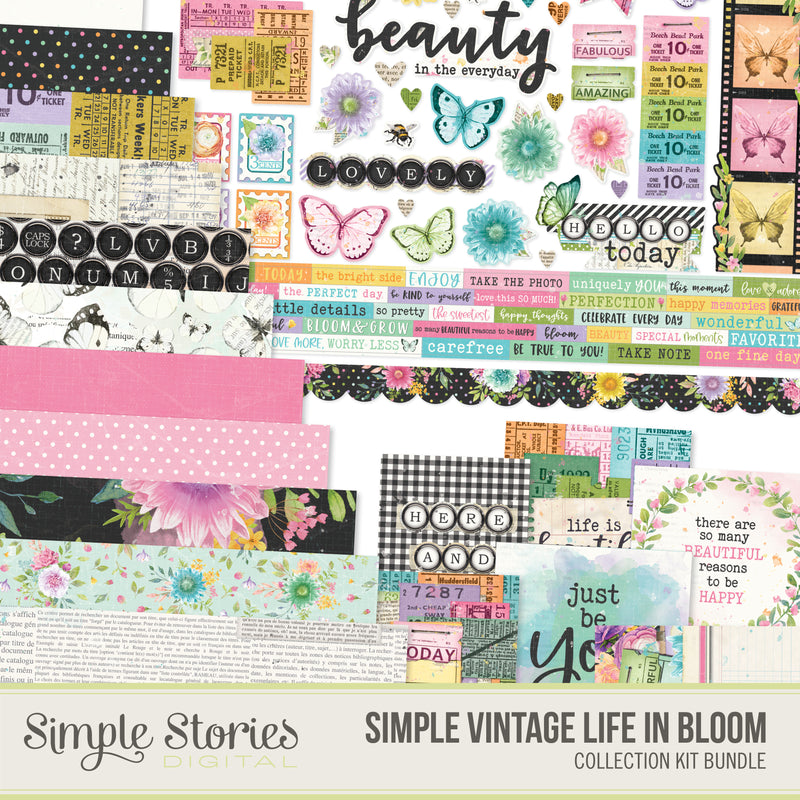 Simple Vintage Life in Bloom Digital Embellishment Bundle