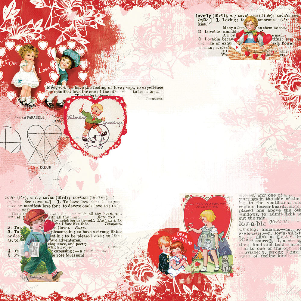 Simple Vintage My Valentine 12x12 Paper - Love You