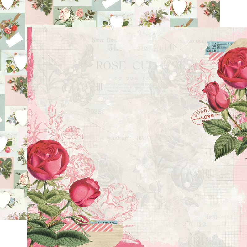 Simple Vintage My Valentine 12x12 Paper - Rose/Lace Dots