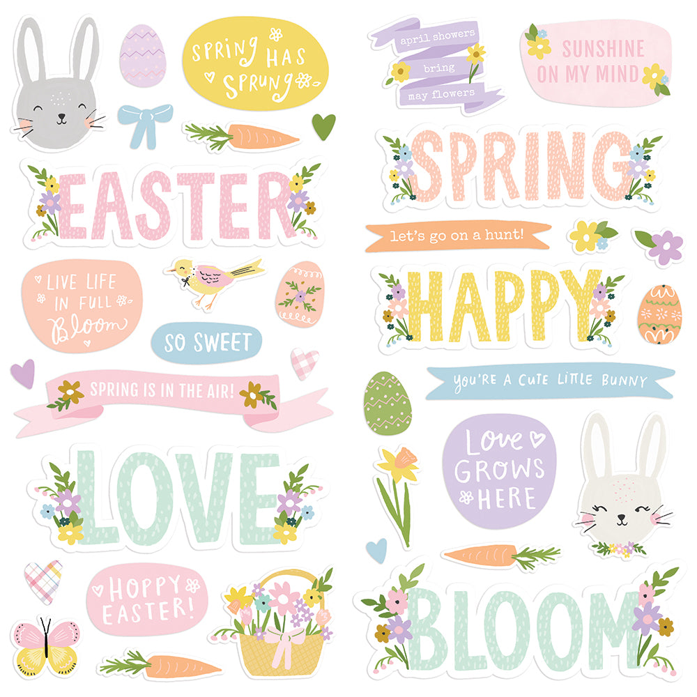 Bunnies + Blooms - Foam Stickers