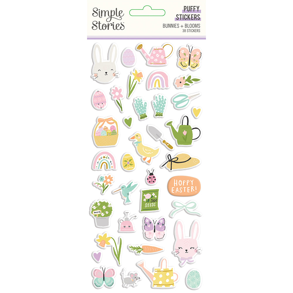 Bunnies + Blooms - Puffy Stickers