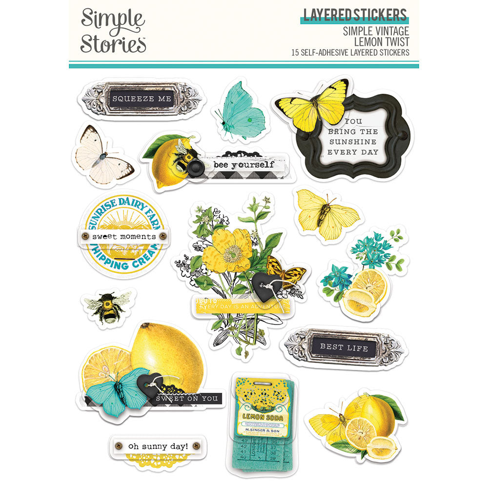 Simple Vintage Lemon Twist - Layered Stickers