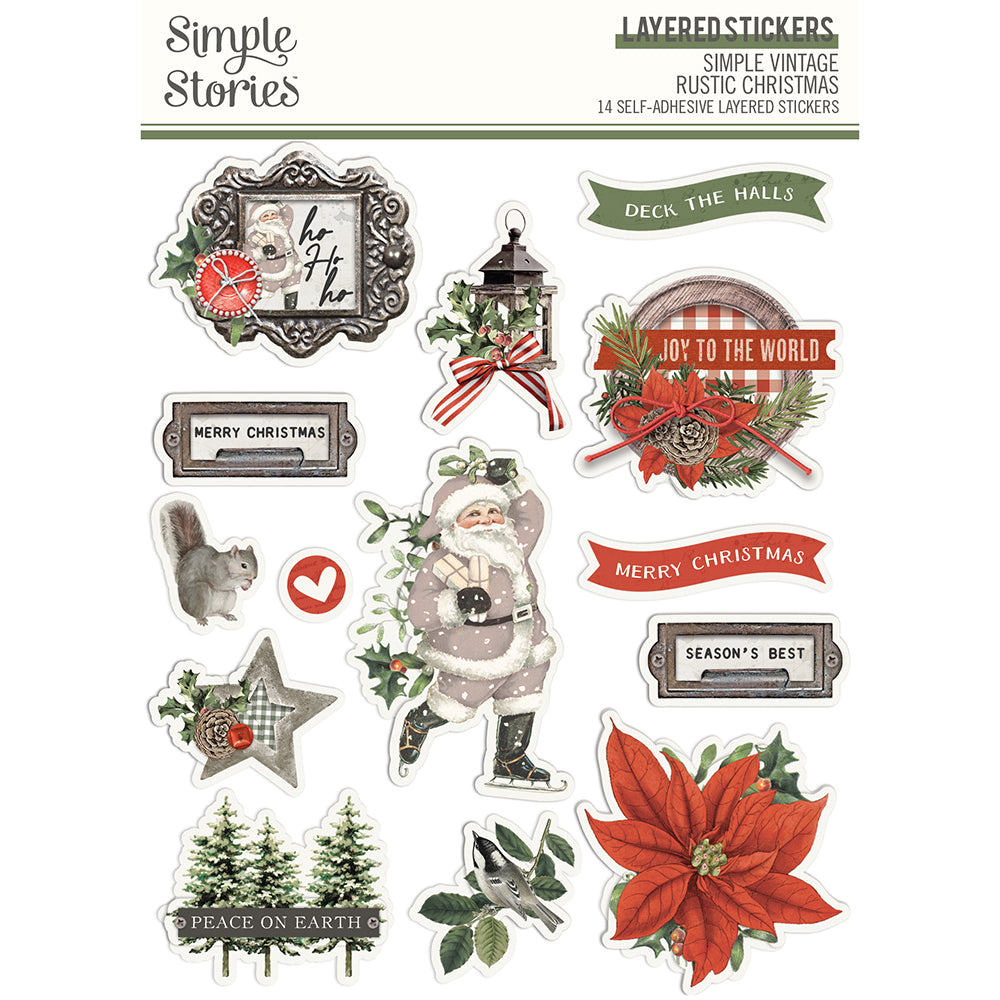 Simple Vintage Rustic Christmas - Layered Stickers
