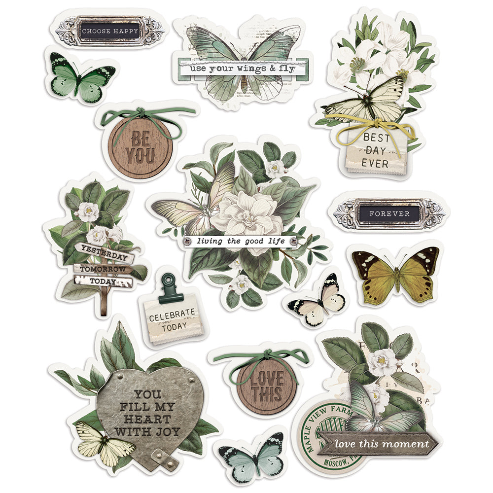 Simple Vintage Weathered Garden - Layered Stickers