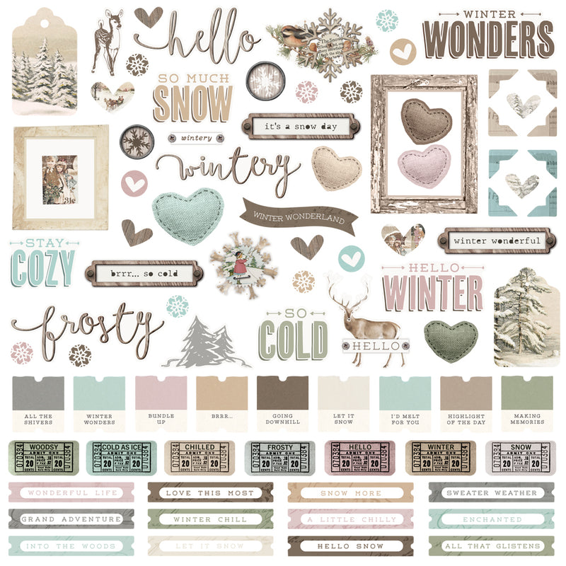 Simple Vintage Winter Woods - Sticker Book