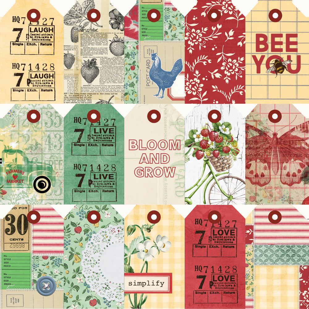 Simple Vintage Berry Fields  - Tag Elements
