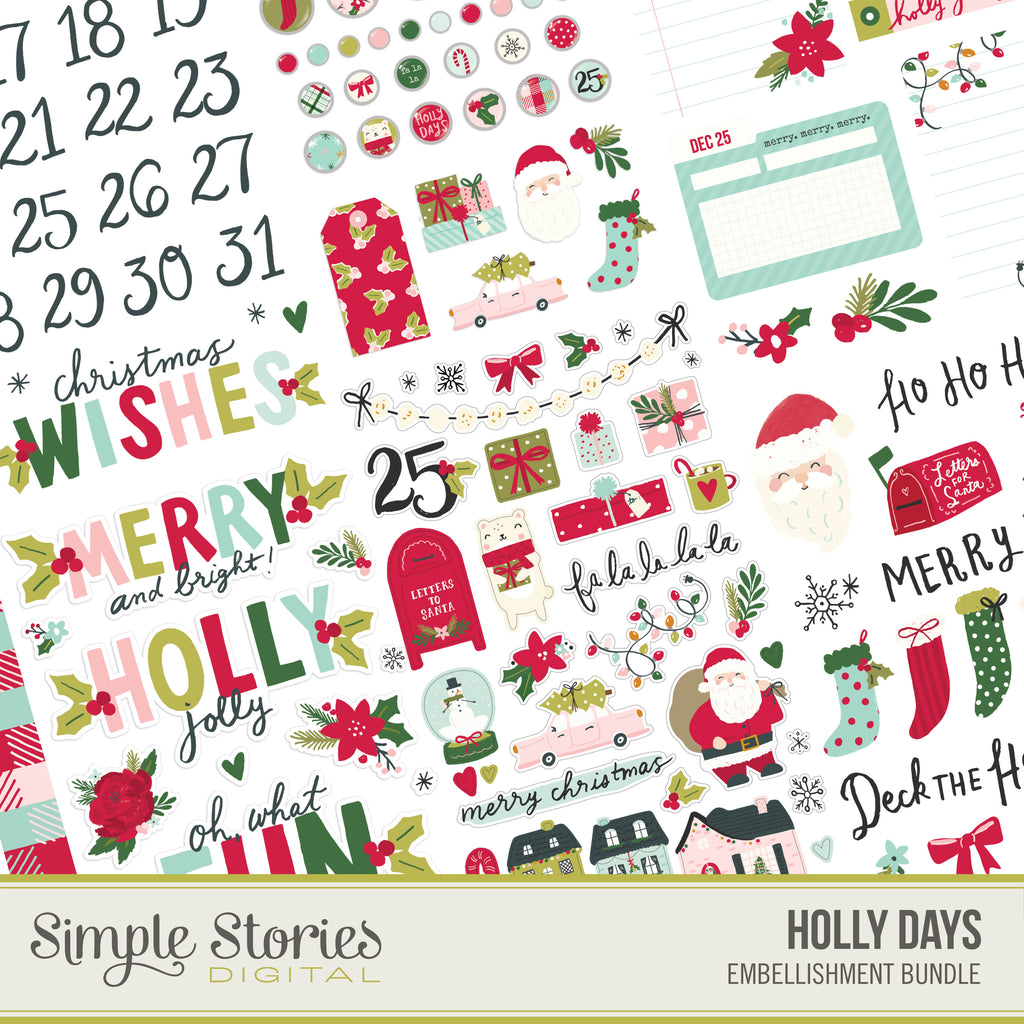 Holly Days Digital Embellishment Bundle