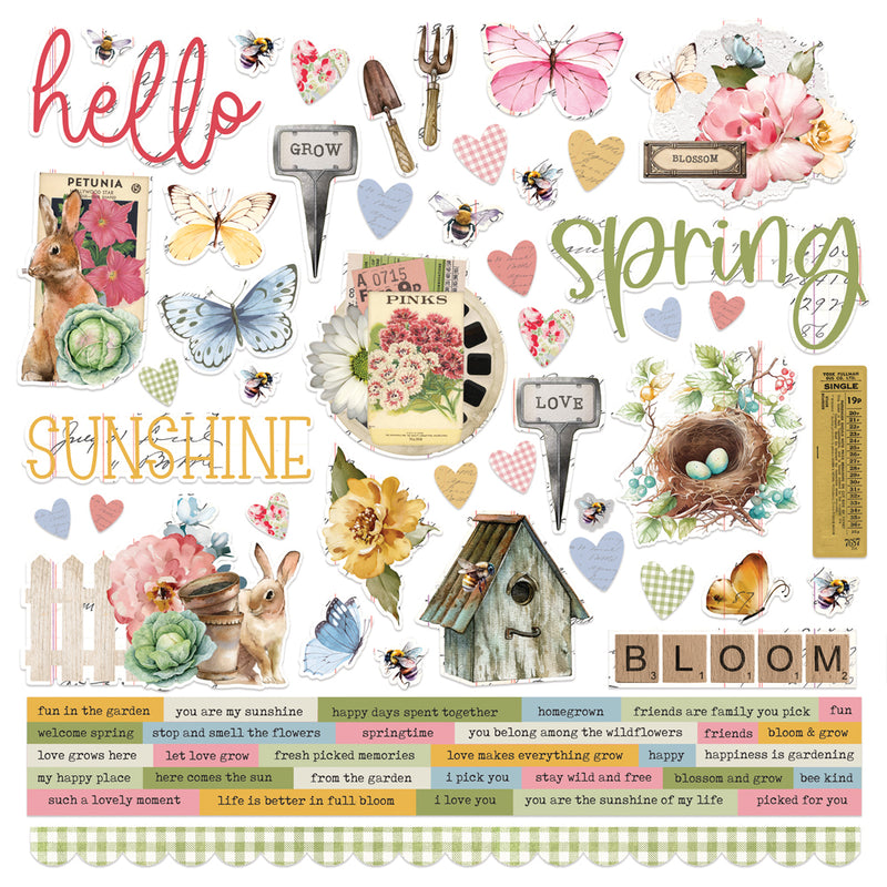 Simple Vintage Spring Garden  - Cardstock Stickers