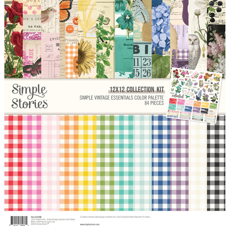 Simple Vintage Essentials Color Palette- Foam Stickers Butterfly & Floral