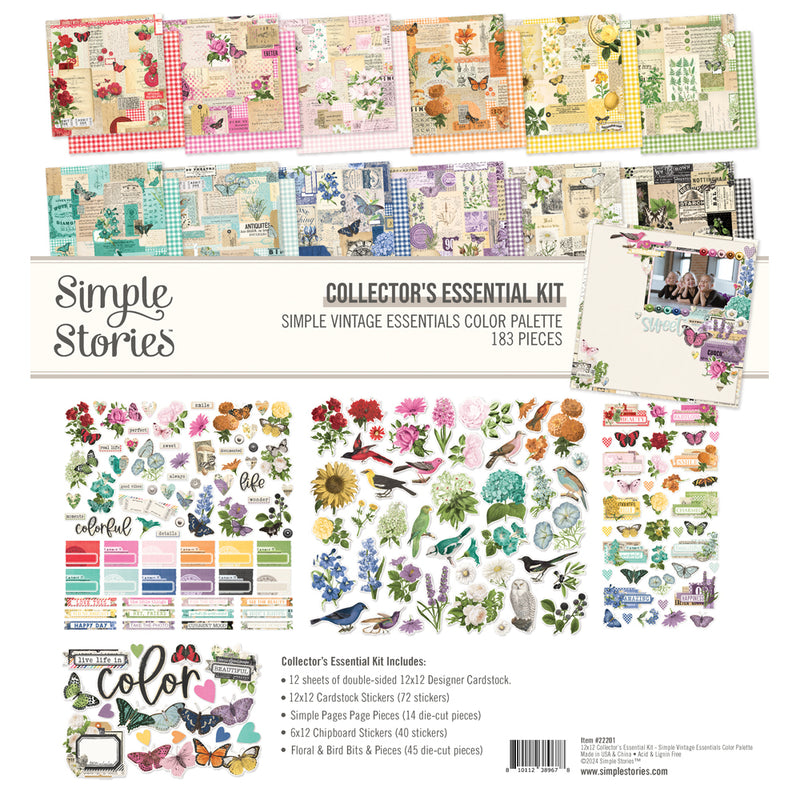 Simple Vintage Essentials Color Palette- Foam Stickers Butterfly & Floral