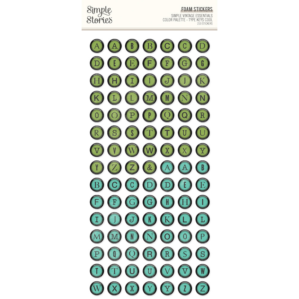Simple Vintage Essentials Color Palette - Foam Stickers Type Keys Cool