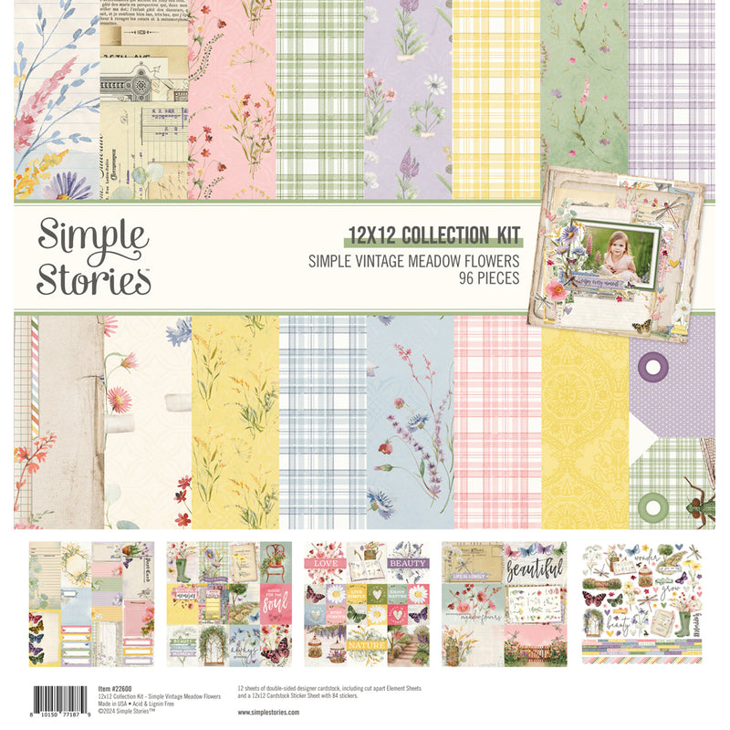 Simple Vintage Meadow Flowers  - Cardstock Stickers