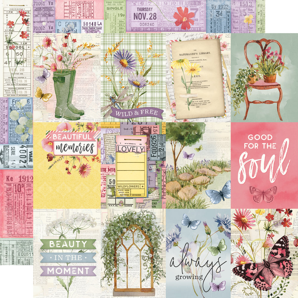 Simple Vintage Meadow Flowers - 3x4 Elements