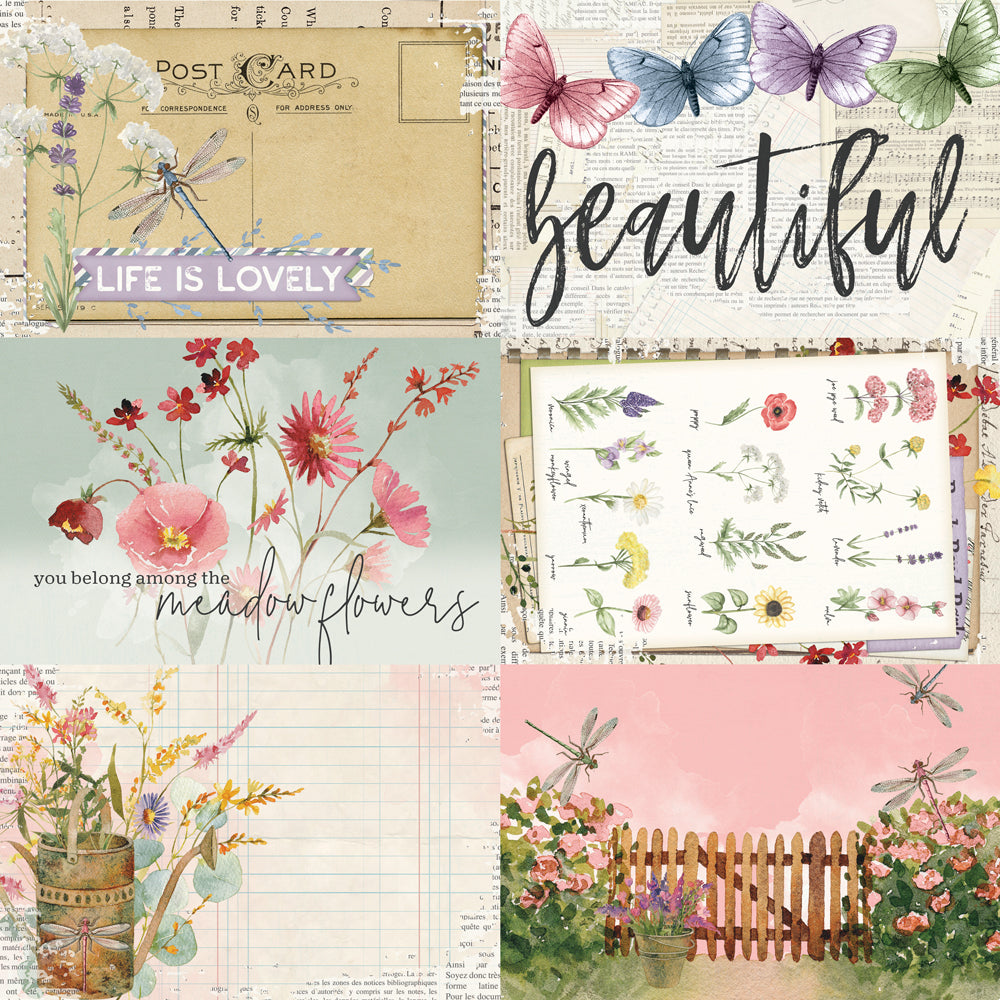 Simple Vintage Meadow Flowers - 4x6 Elements