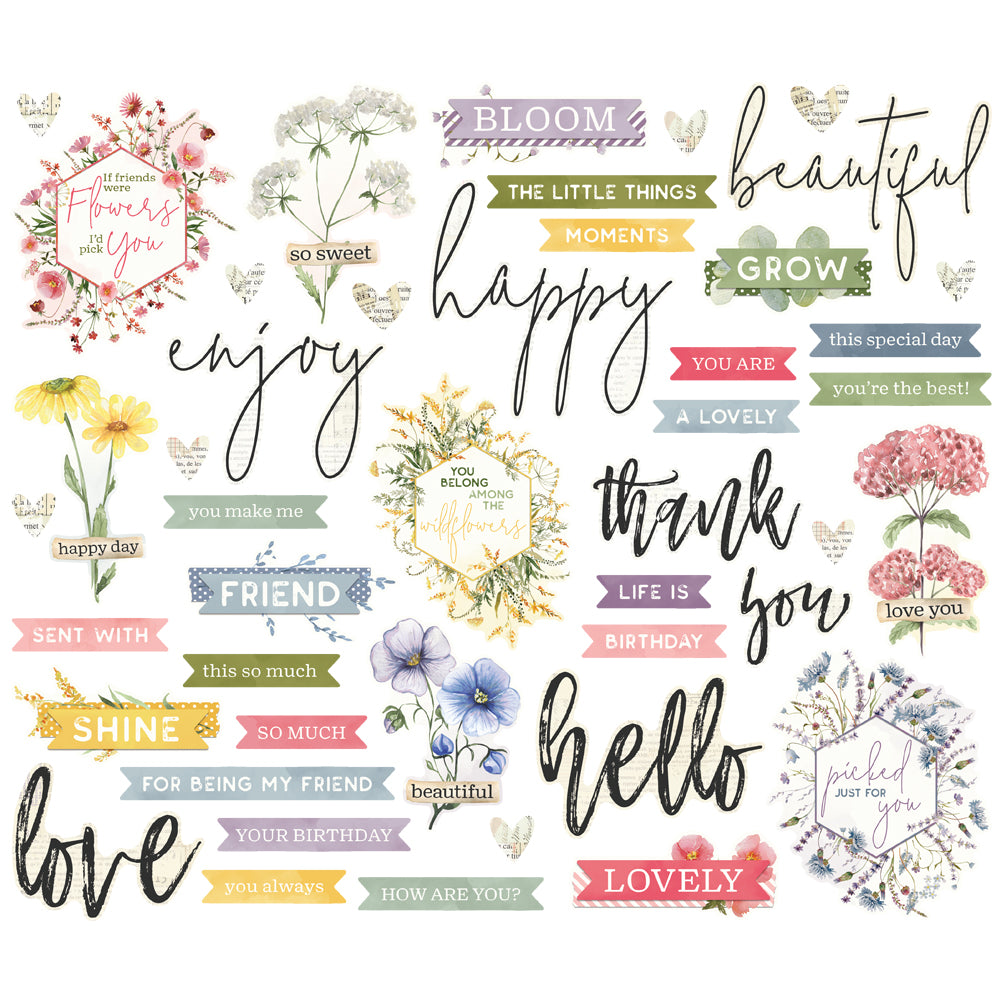 Simple Vintage Meadow Flowers - Sentiment Bits & Pieces