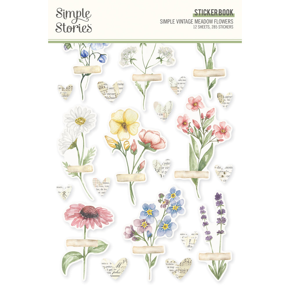 Simple Vintage Meadow Flowers - Sticker Book