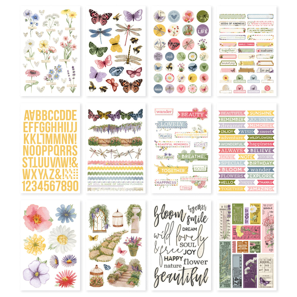 Simple Vintage Meadow Flowers - Sticker Book