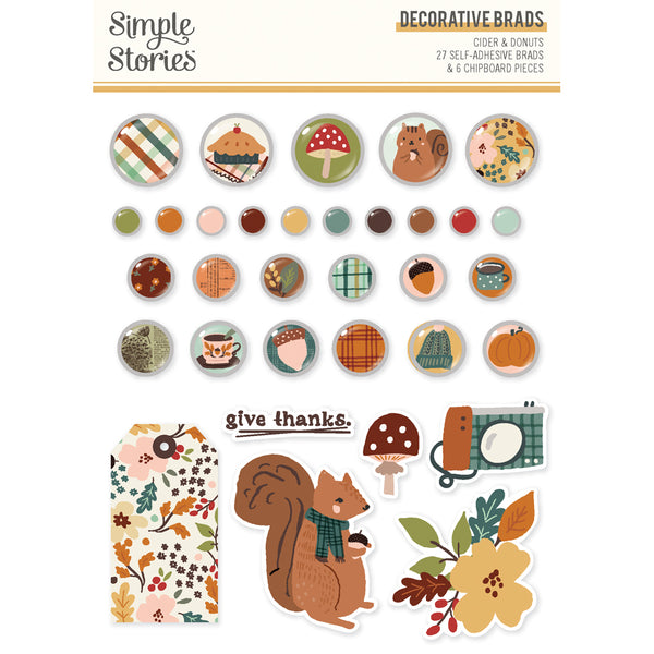 Cider donuts decorative brads simple stories