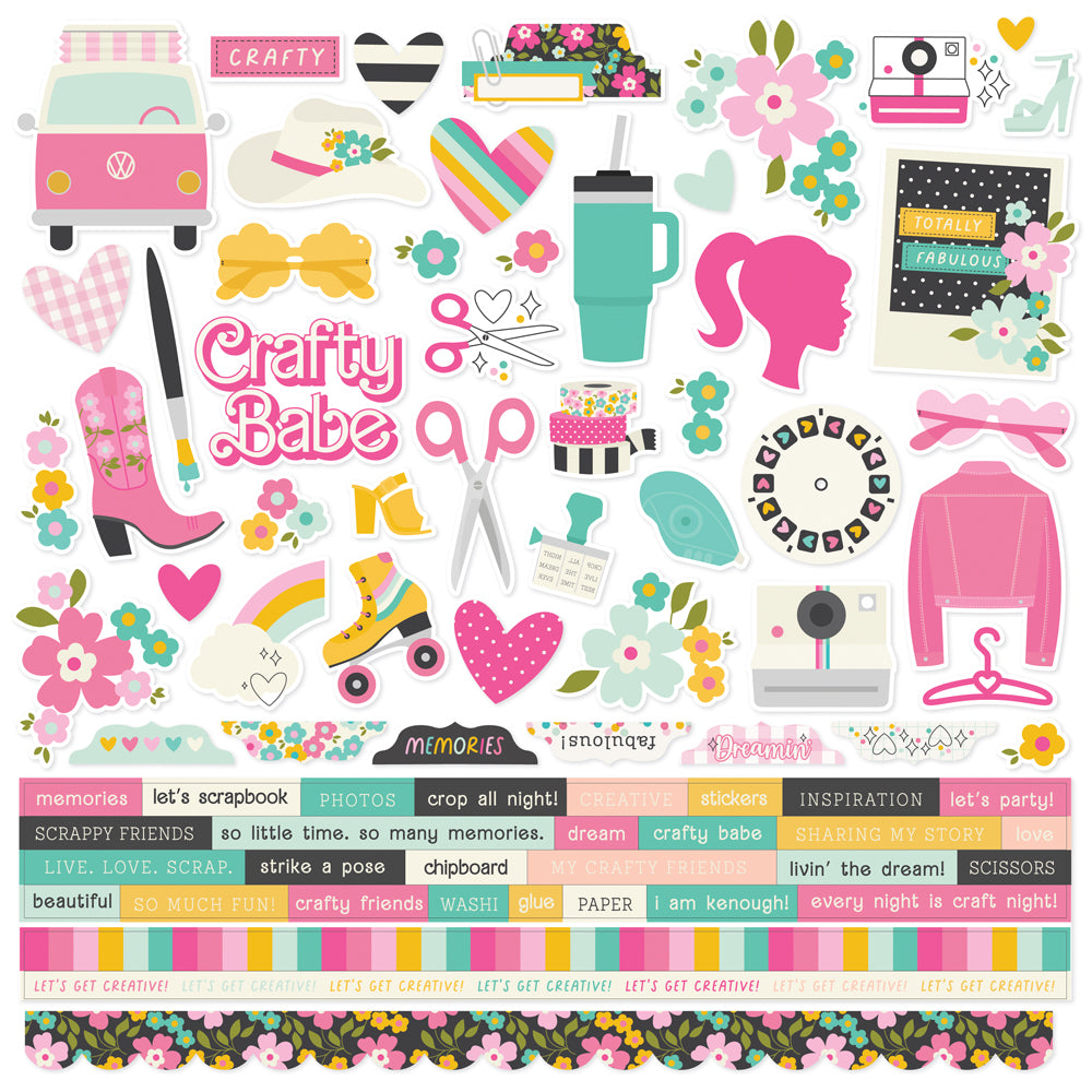 Crafty Babe Cardstock Stickers - 12 pack