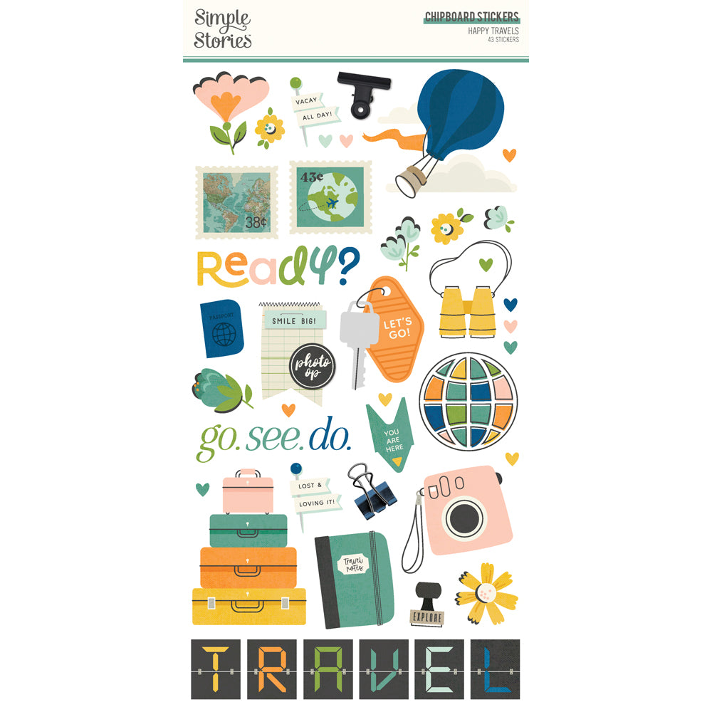 Happy Travels 6x12 Chipboard - Unit of 6