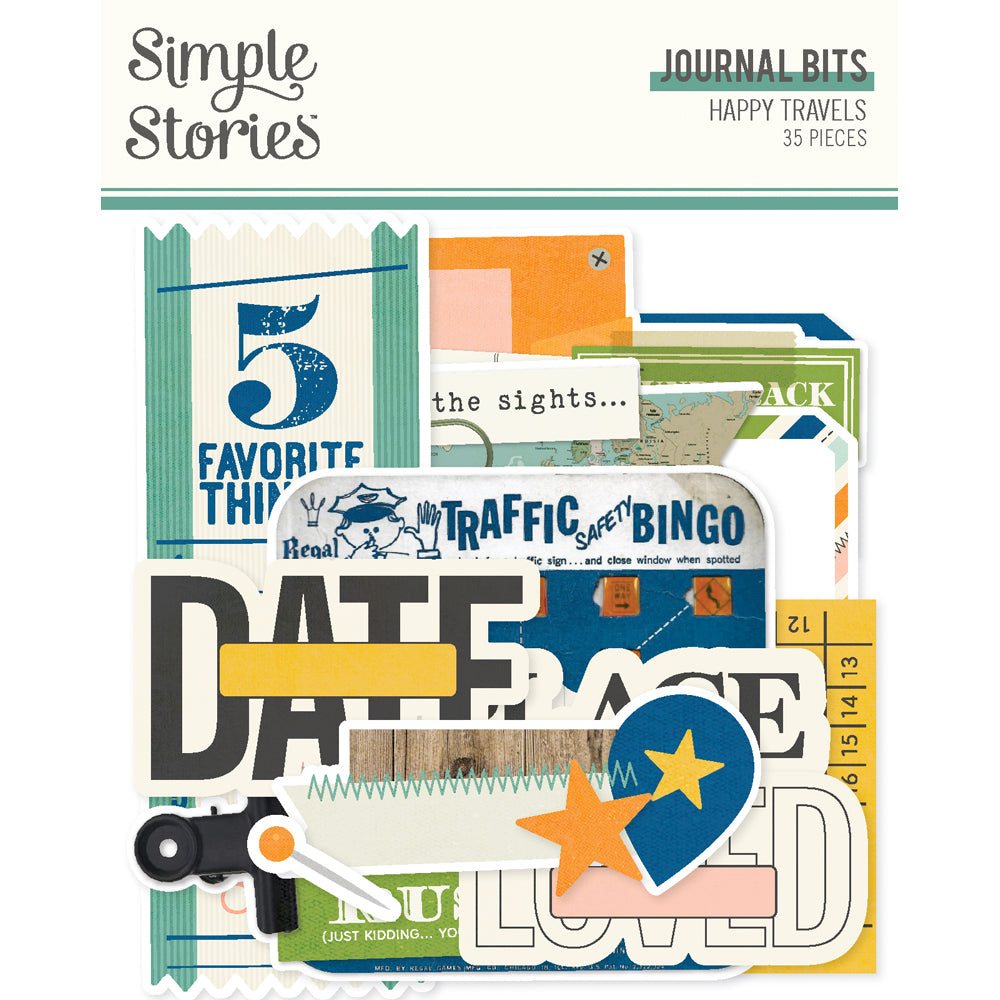 Happy Travels Journal Bits & Pieces - Unit of 6