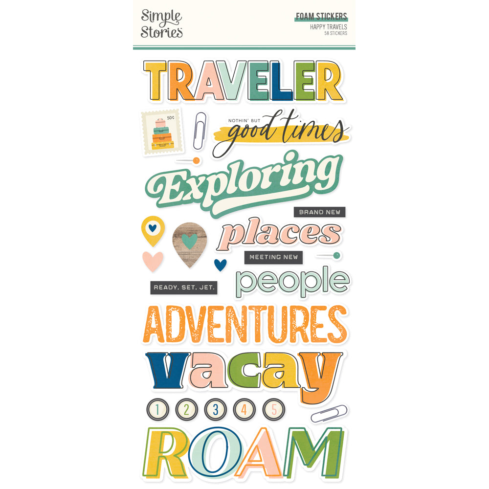 Happy Travels Foam Stickers - Unit of 6