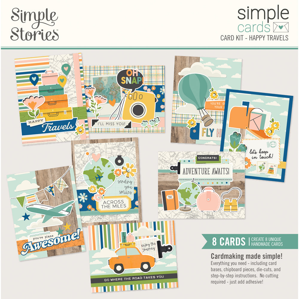 Happy Travels Simple Cards Card Kit - Unit of 6