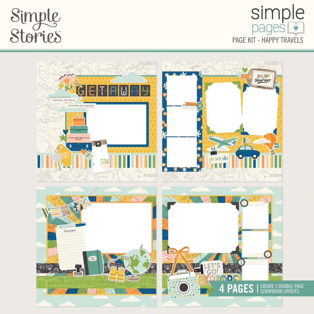 Happy Travels Simple Pages Page Kit - Unit of 6