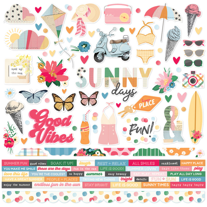 Sunny Days Cardstock Stickers - 12 pack