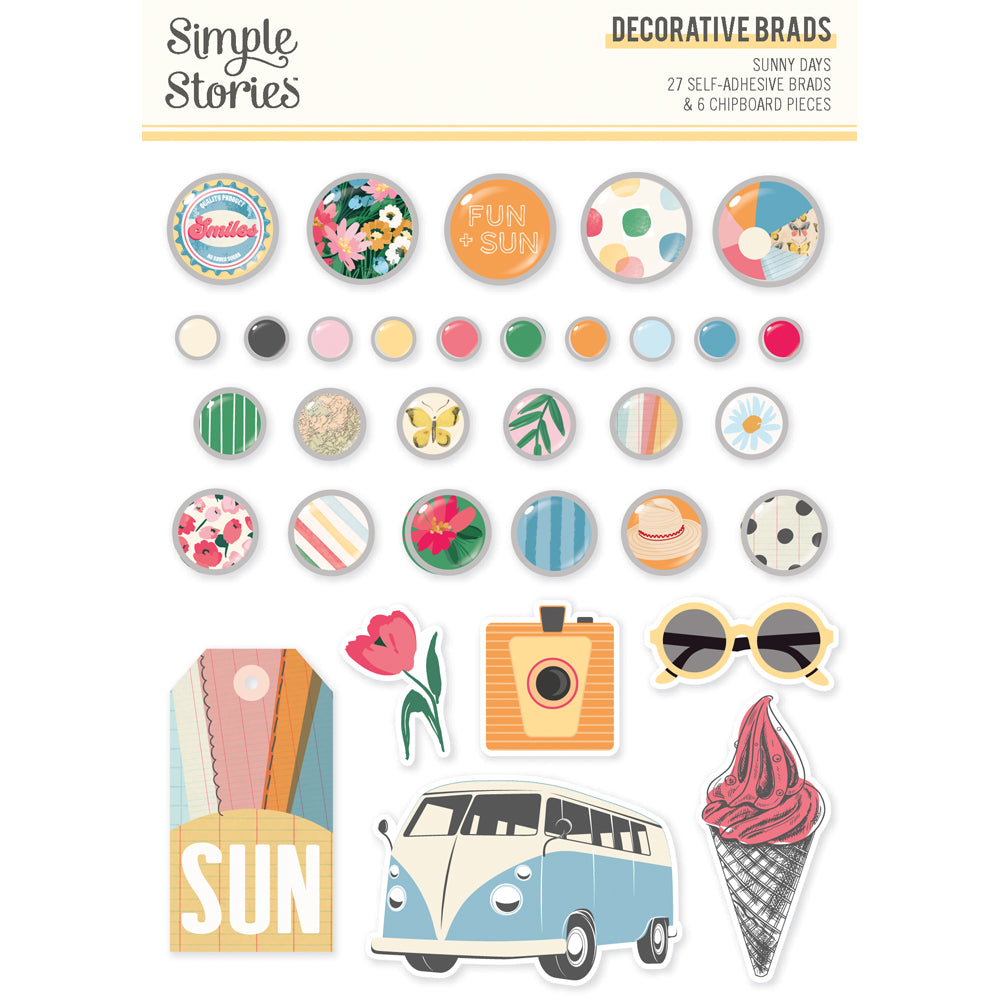 Sunny Days Decorative Brads - Unit of 6