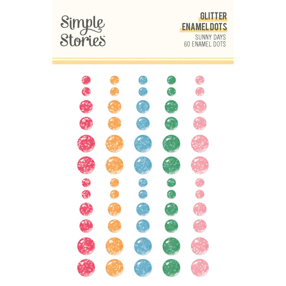 Sunny Days  Glitter Enamel Dots - Unit of 6