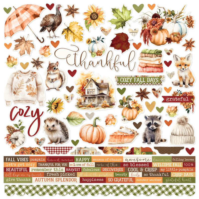Simple Vintage Autumn Breeze Cardstock Stickers - 12 pack