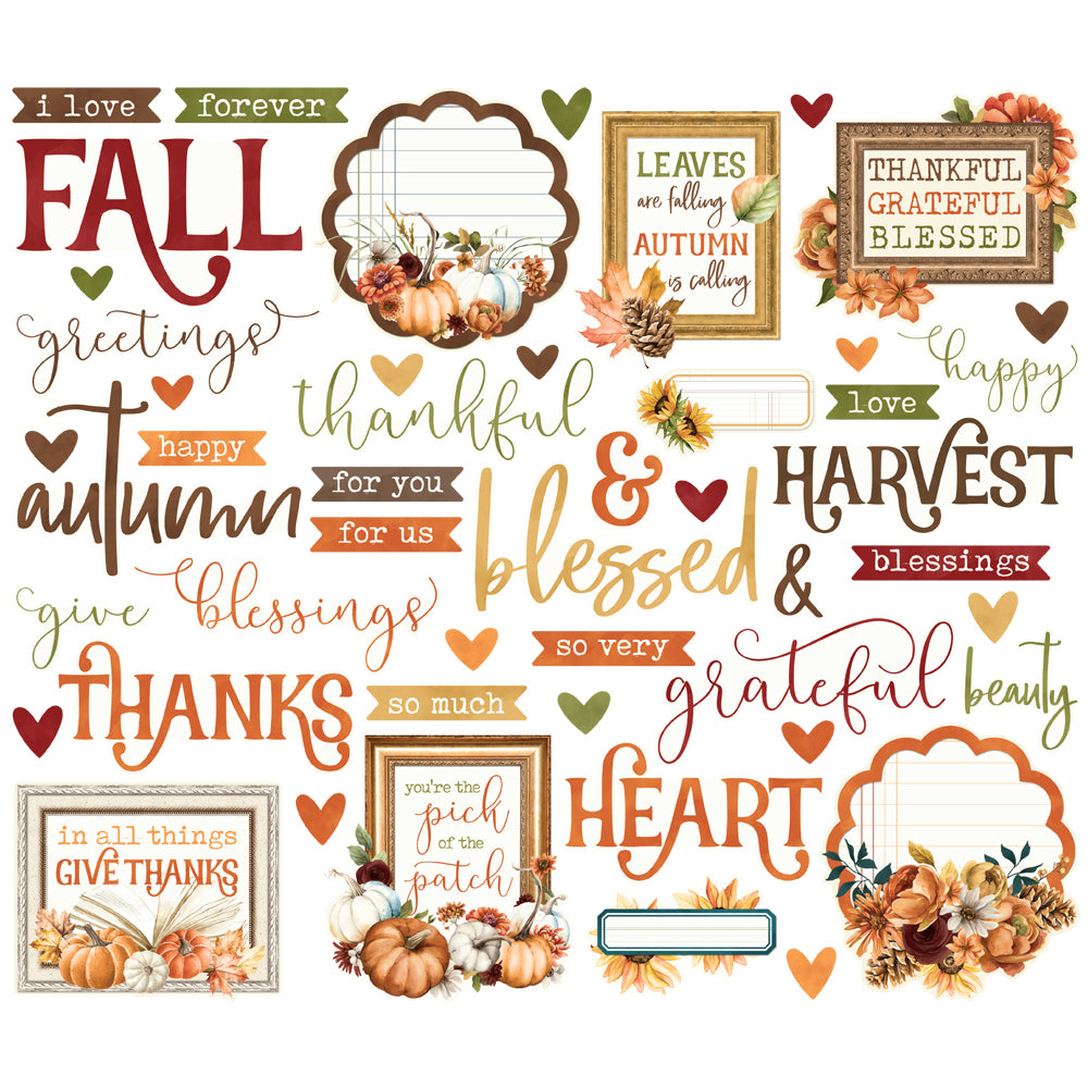 Simple Vintage Autumn Breeze Sentiment Bits & Pieces - Unit of 6