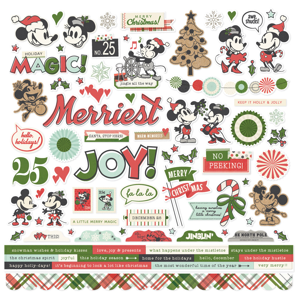 Say Cheese Classic Mouse Christmas Cardstock Stickers - 12 pack