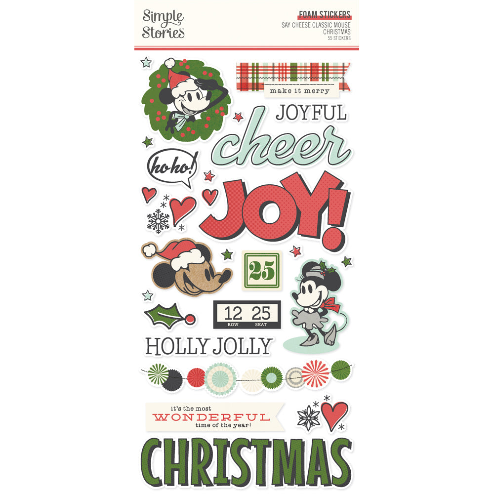 Say Cheese Classic Mouse Christmas Foam Stickers - Unit of 6