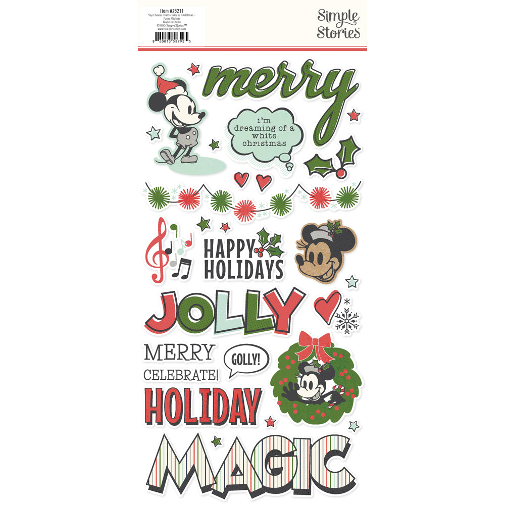 Say Cheese Classic Mouse Christmas Foam Stickers - Unit of 6