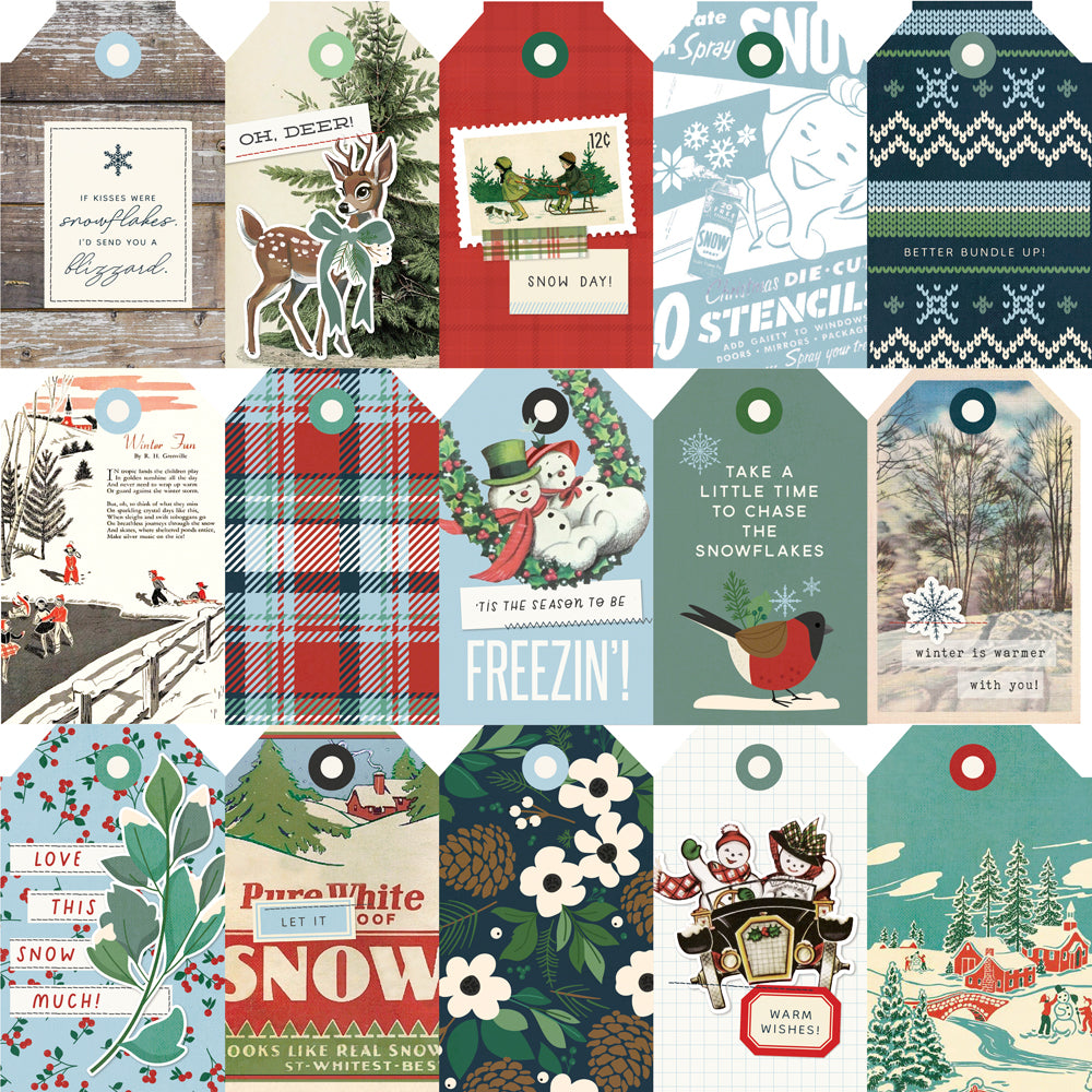 Simple Vintage Flannel Season Tag Elements - 25 pack