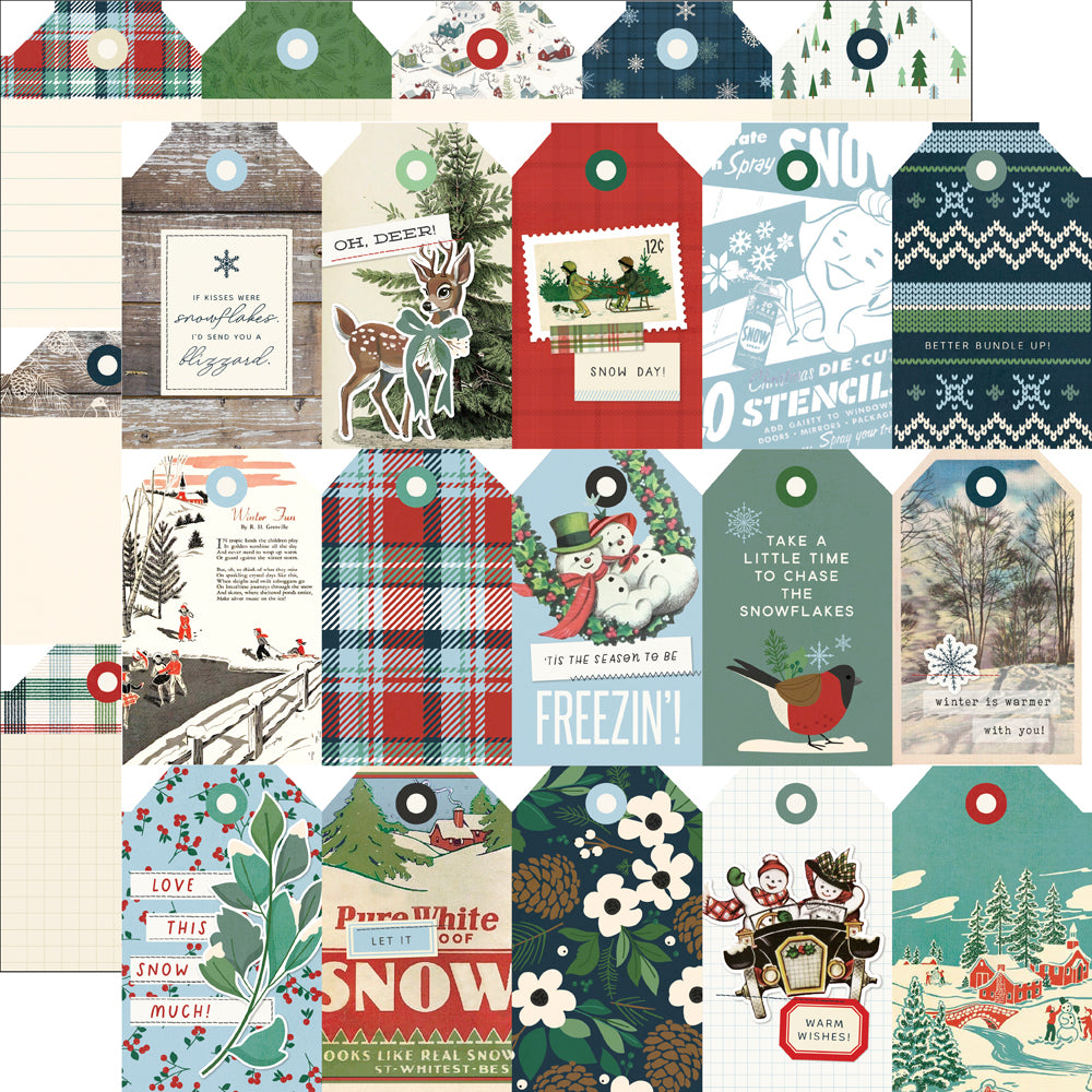 Simple Vintage Flannel Season Tag Elements - 25 pack