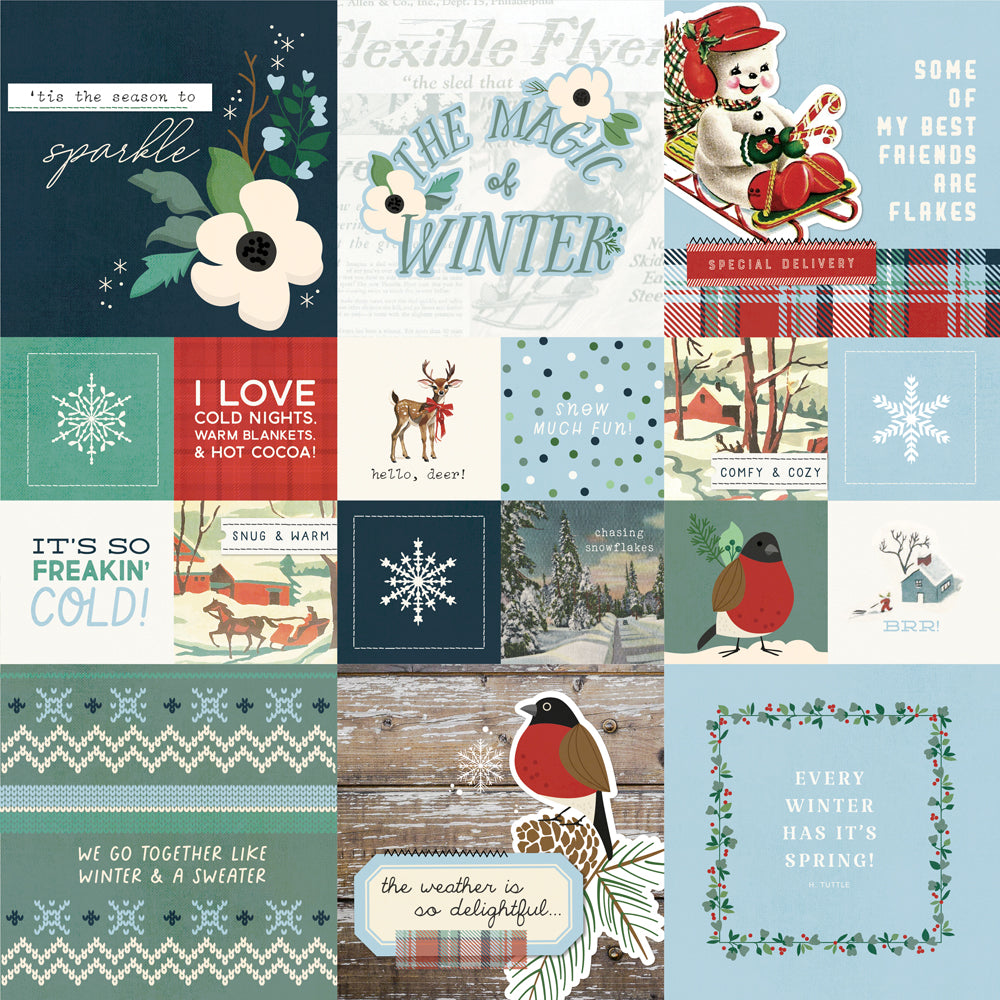 Simple Vintage Flannel Season 2x2/4x4 Elements - 25 pack