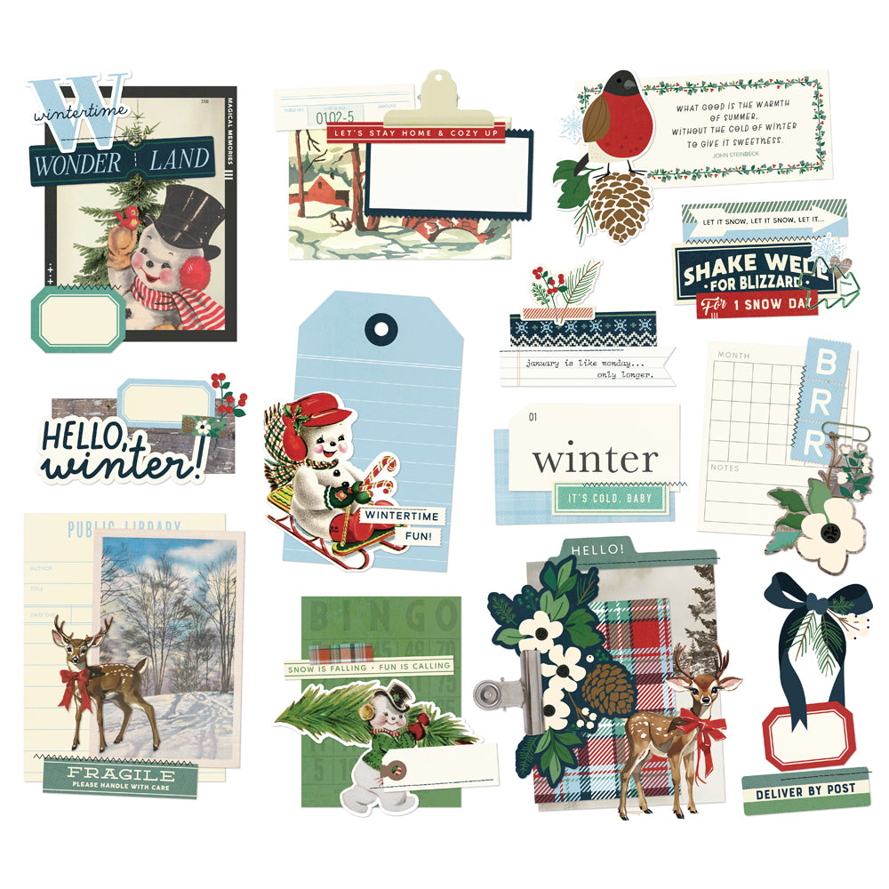 Simple Vintage Flannel Season Ephemera Bits & Pieces - Unit of 6