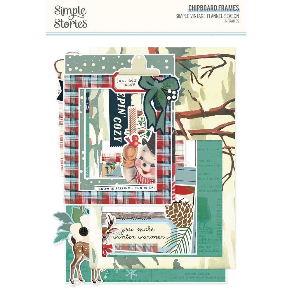 Simple Vintage Flannel Season Chipboard Frames - Unit of 6