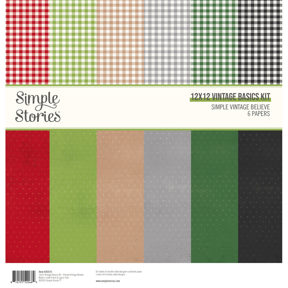 Simple Vintage Believe 12x12 Vintage Basics Kit - Sold in Units of 6