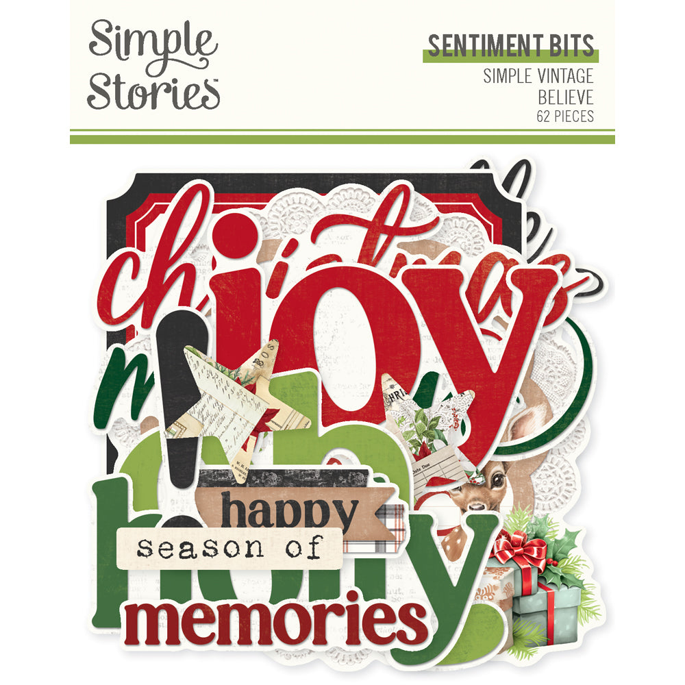 Simple Vintage Believe Sentiments Bits & Pieces - Unit of 6