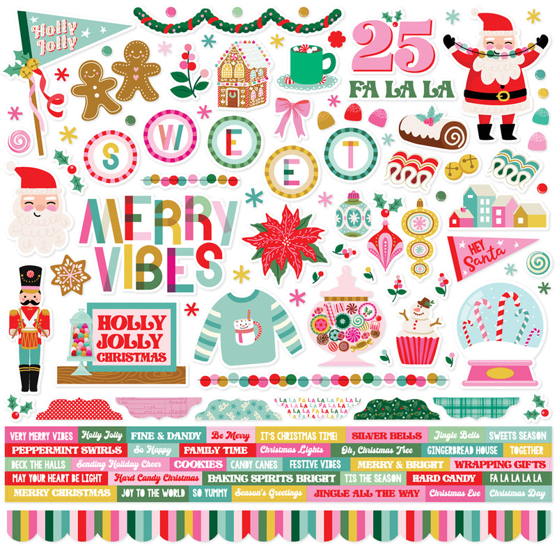 Hard Candy Christmas Cardstock Stickers - 12 pack