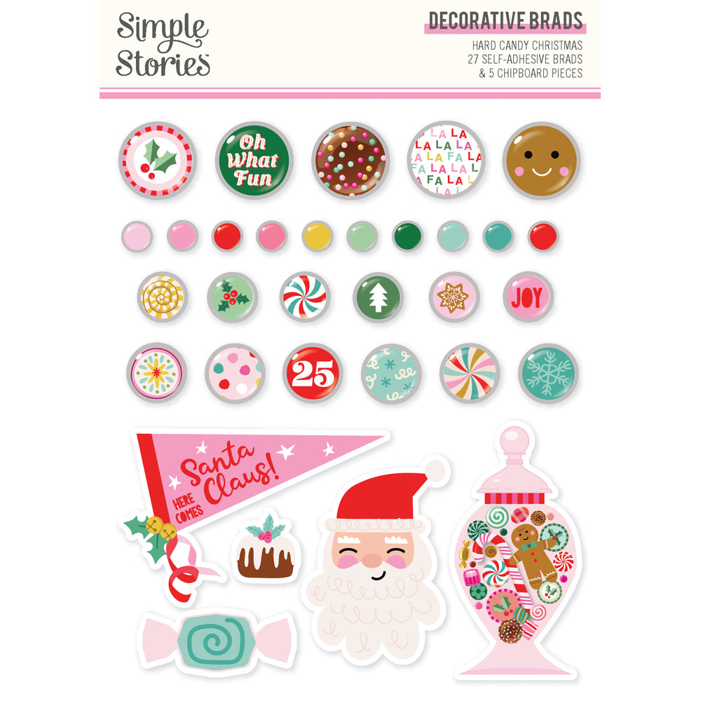 Hard Candy Christmas Decorative Brads - Unit of 6