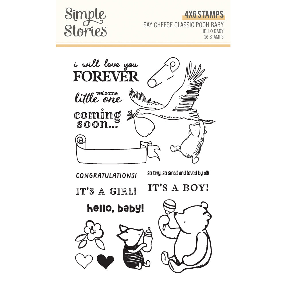 Say Cheese Classic Pooh Baby - Hello Baby Stamps