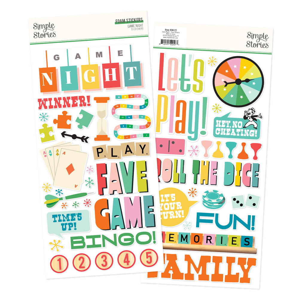 Game Night - Foam Stickers