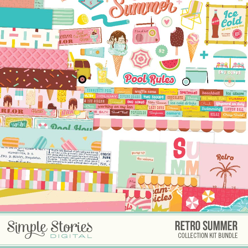 Retro Summer Digital Collection Kit