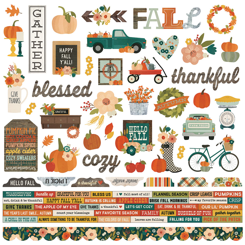 Fall Farm Stickers Fall Farmhouse 12x12 Combo Sticker – Simple Stories